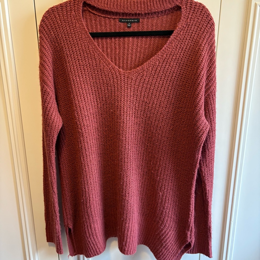 Staccato Women's V-Neck Sweater - Brick Red